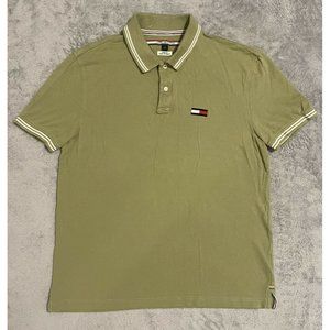 Mens Tommy Hilfiger Custom Fit Short Sleeve Green Polo Shirt Size Large LG L